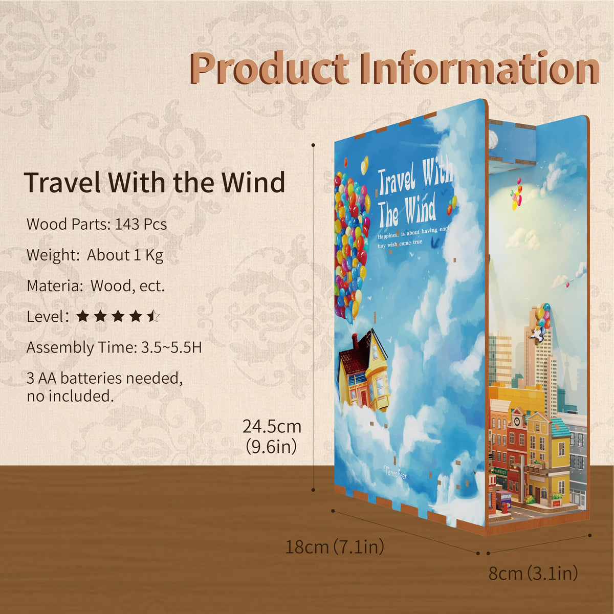 Tonecheer 3d wooden puzzle bookend showcases intricate craftsmanship.