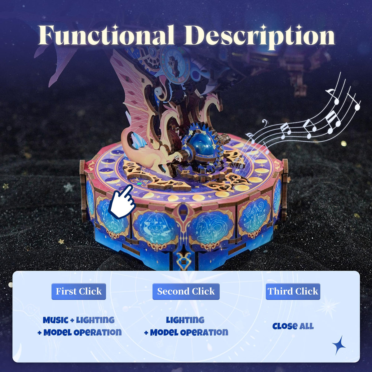 Tonecheer airship model kit with music playback feature.