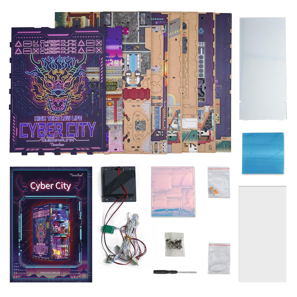 Tonecheer cyber city night scene sparks imaginative reading corners