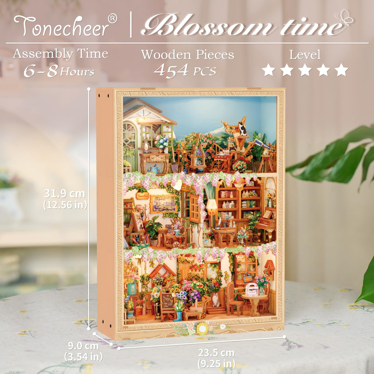 Tonecheer DIY miniature house kit dust cover protects pieces during display