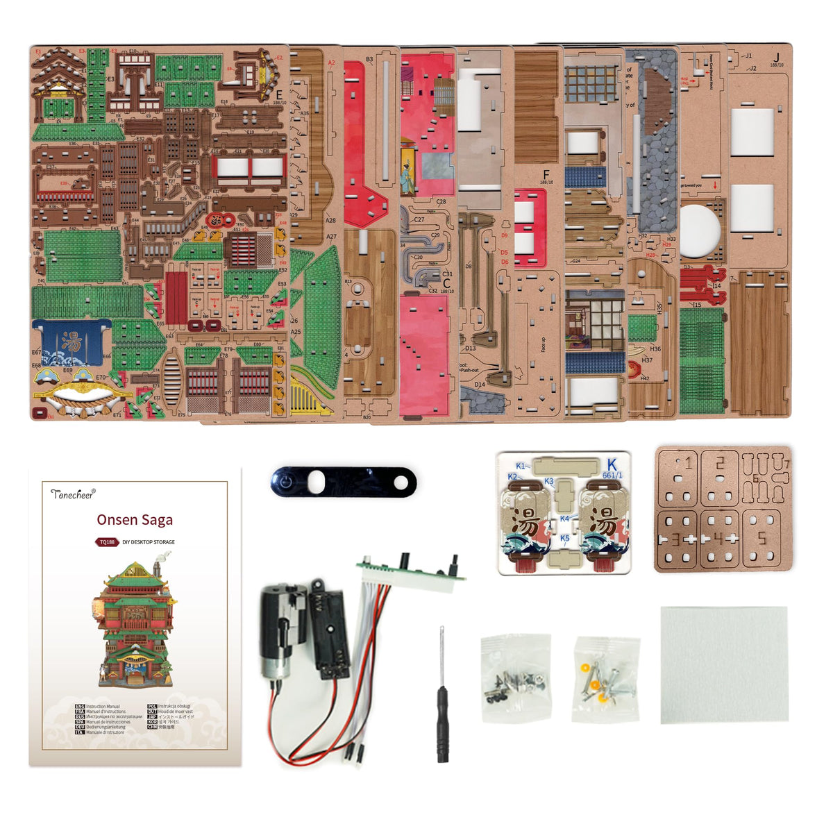 Tonecheer Onsen Saga miniature house close-up reveals wood texture and craftsmanship