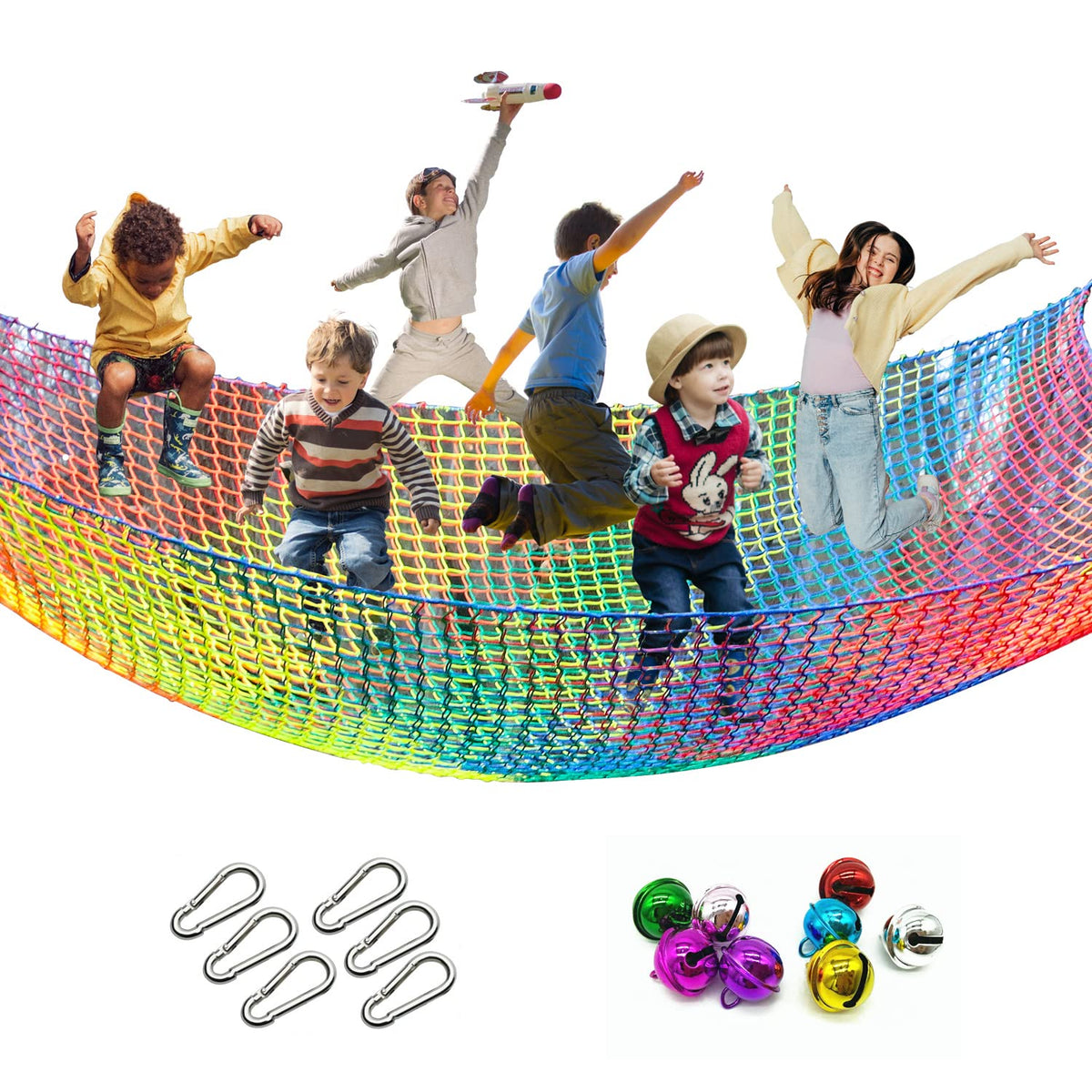 Tongmo climbing cargo net with 65x98 double layers for sturdy backyard play