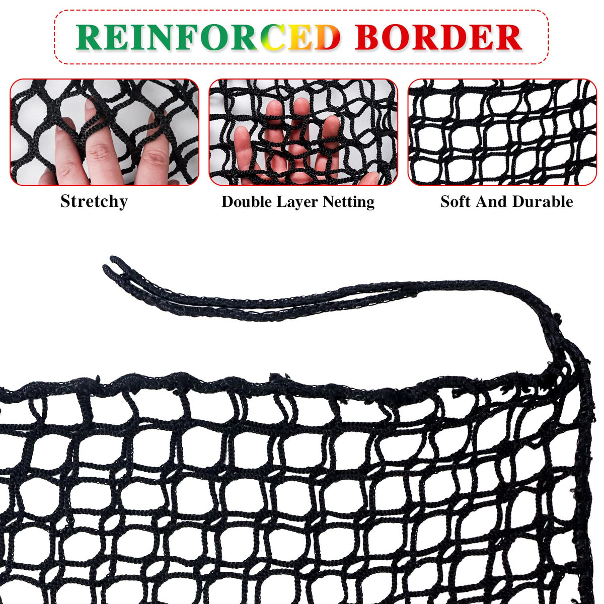 Double-layer playground net closeup with reinforced border for safety.