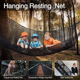 Kids climb the Tongmo net indoors and outdoors for active play.