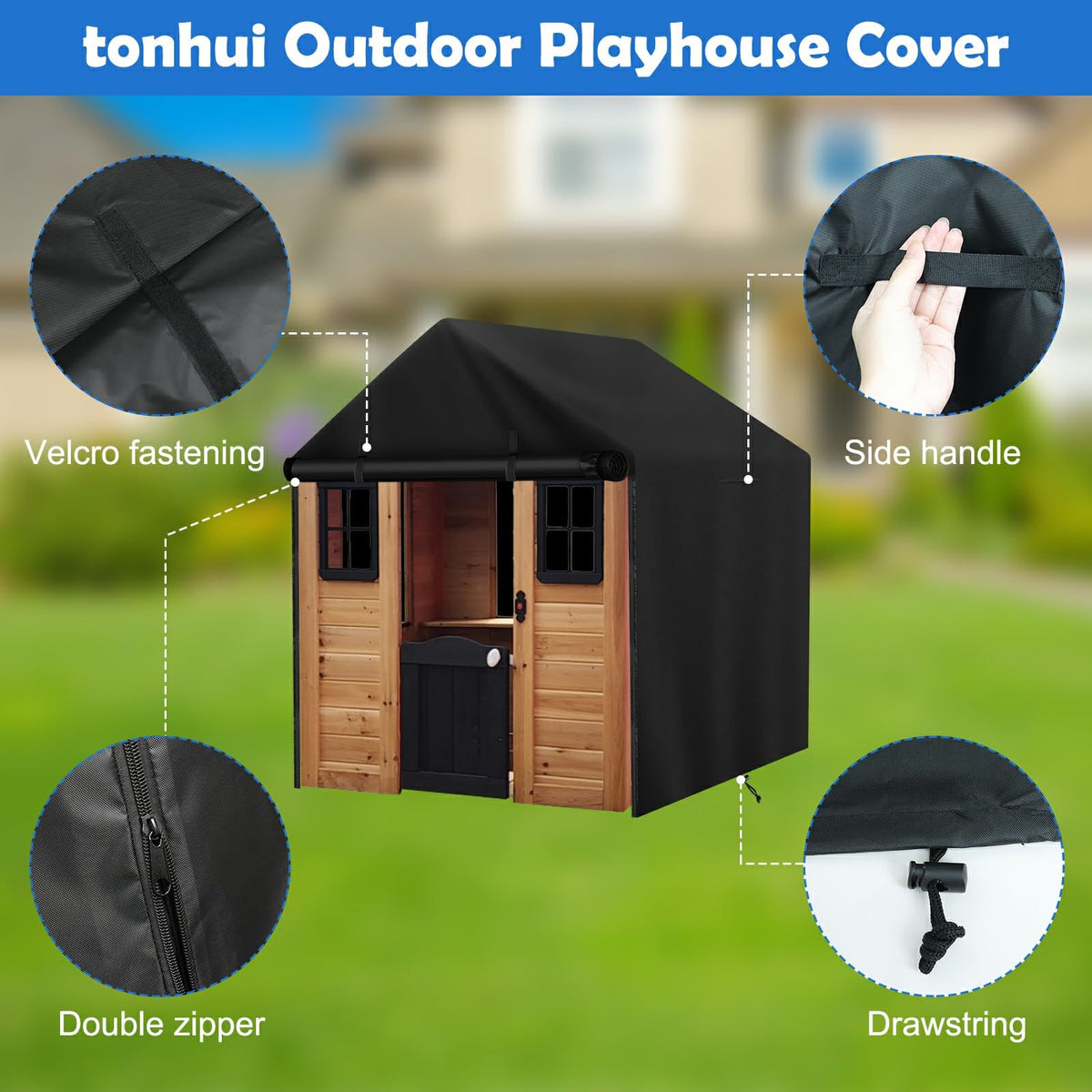 Tonhui double zipper opening for quick entry to the playhouse