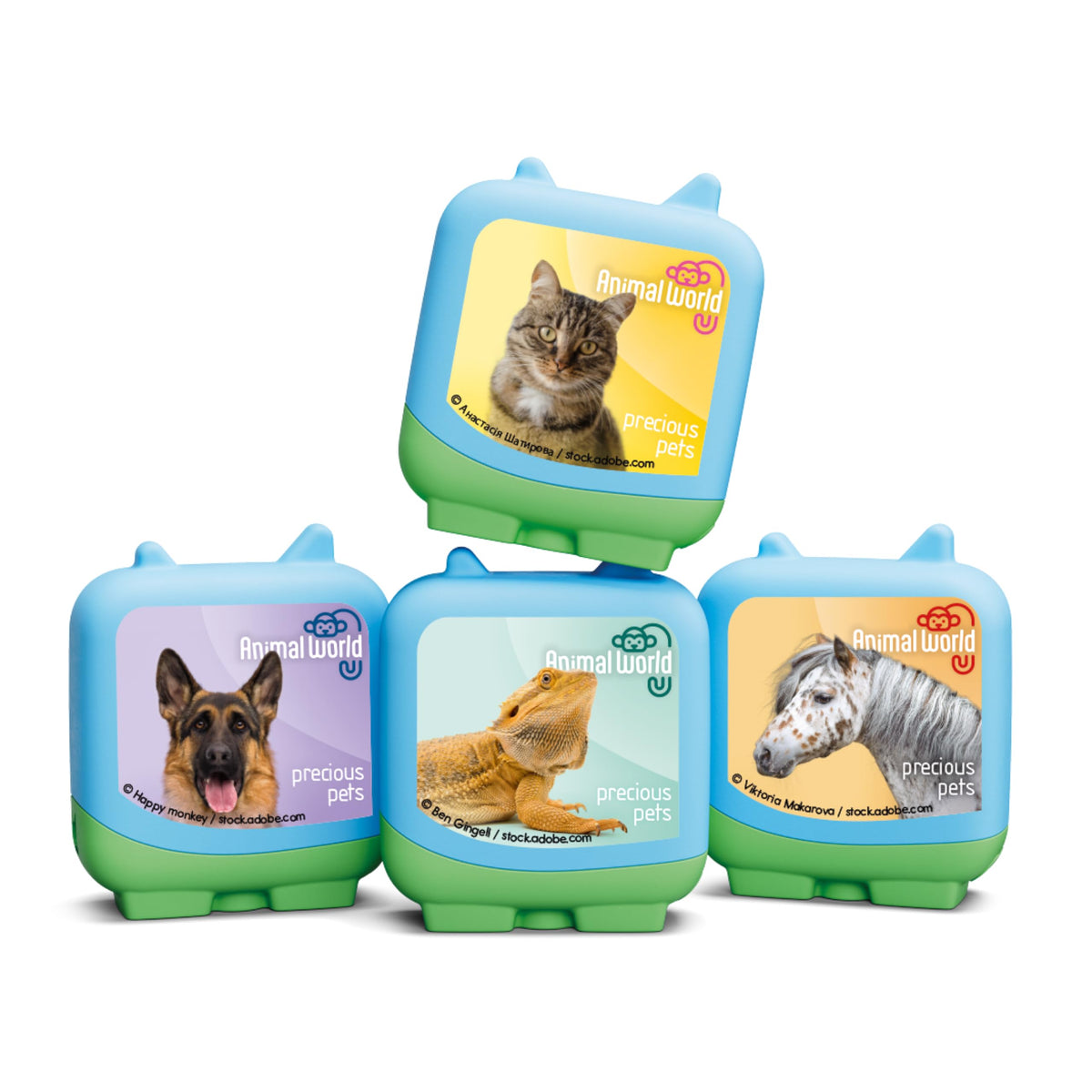 Tonies Animal World 4 Pack cover shows precious pets for family-friendly learning adventures.