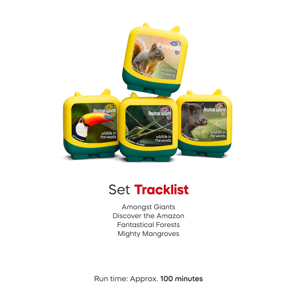 Tonies Animal World Wildlife in the Woods — Box and packaging showcase forest adventures.