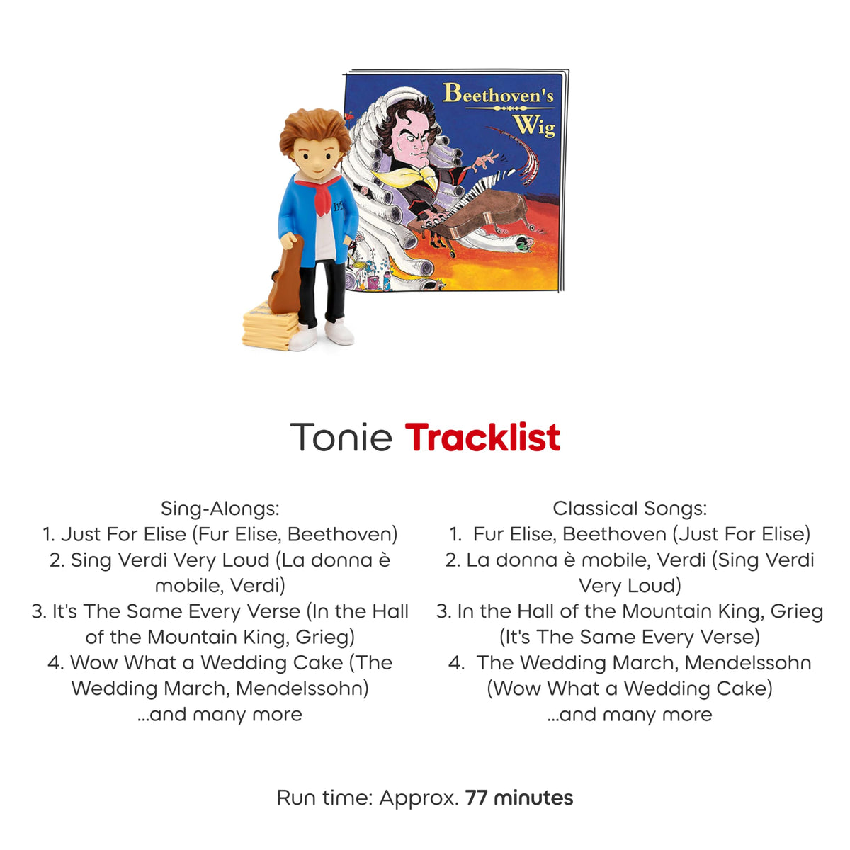 Beethoven's Wig Tonies playback totaling 77 minutes of audio