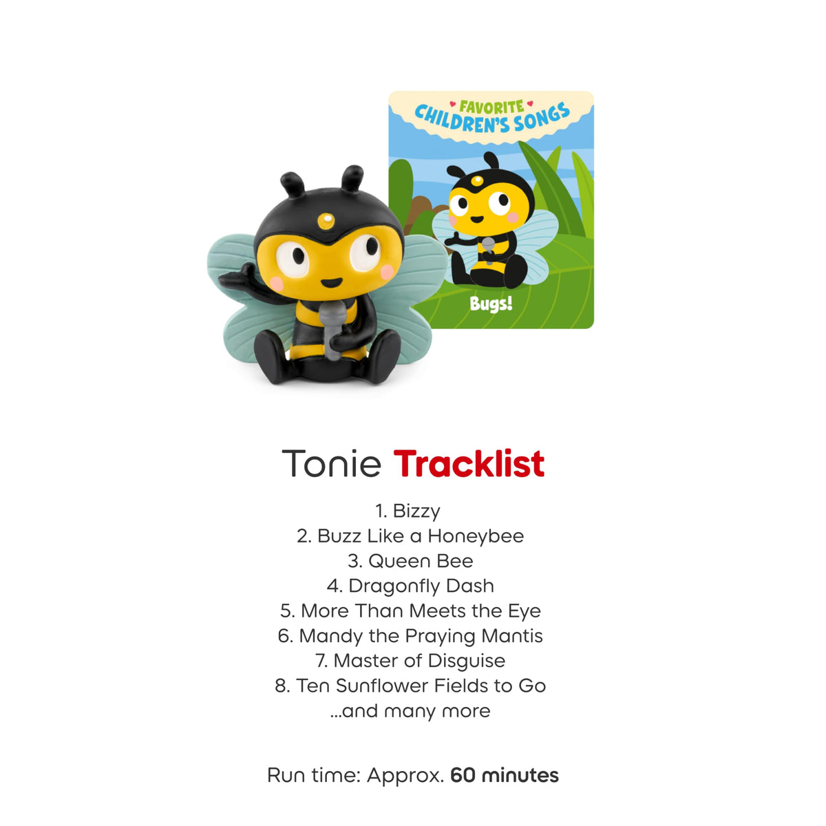 Tonies Bugs packaging and display emphasizing educational fun for curious young readers.
