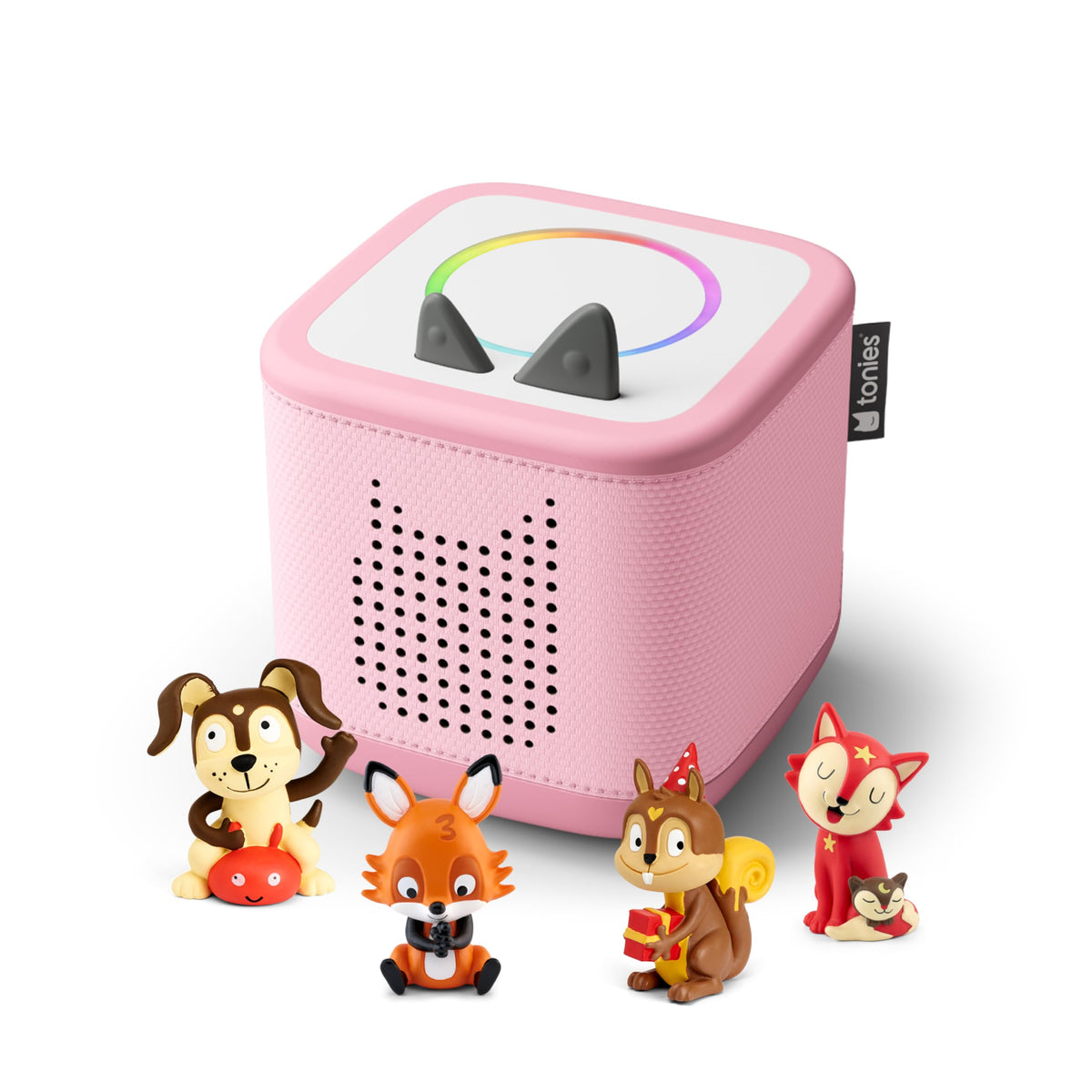 Tonies Cloud Pink Toniebox 2 front view showing friendly design for independent play