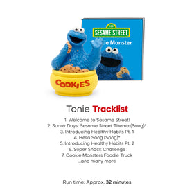 Tonies Cookie Monster on a playroom shelf displaying inviting listening