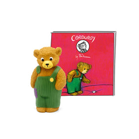Tonies Corduroy on shelf invites screen-free storytelling.