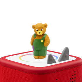 Tonies Corduroy adventure on shelf sparks listening curiosity.