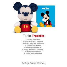 Child listening to Mickey at Toniebox, enhancing quiet time.