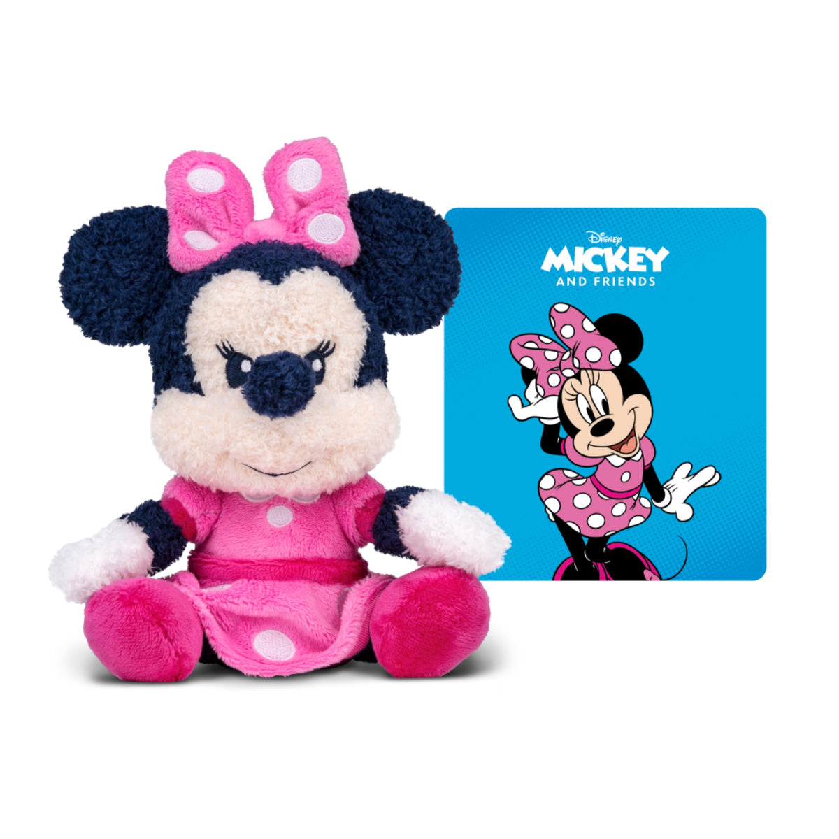 Tonies Minnie Mouse plush closeup face shows soft features.