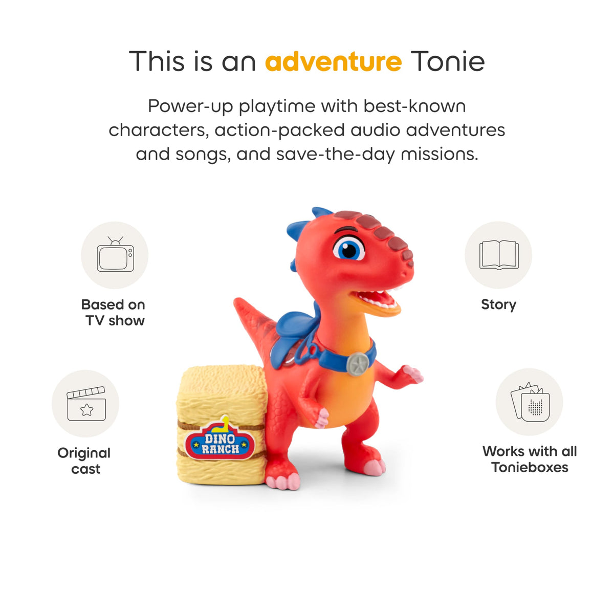 Tonies Dino Ranch Blitz tracklist card detailing songs and stories