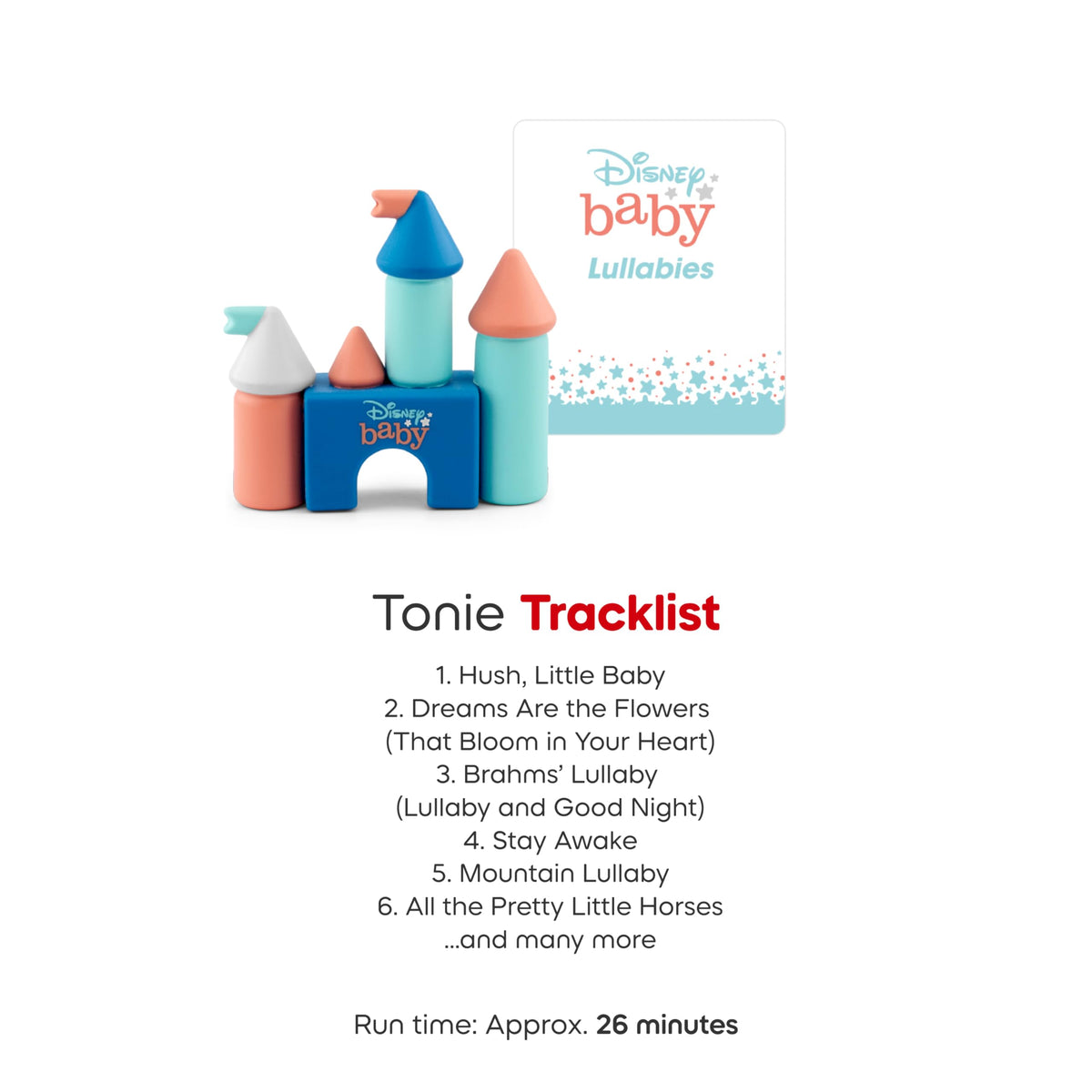 Tonies Disney Baby Lullabies figurine packaging highlights easy setup for parents