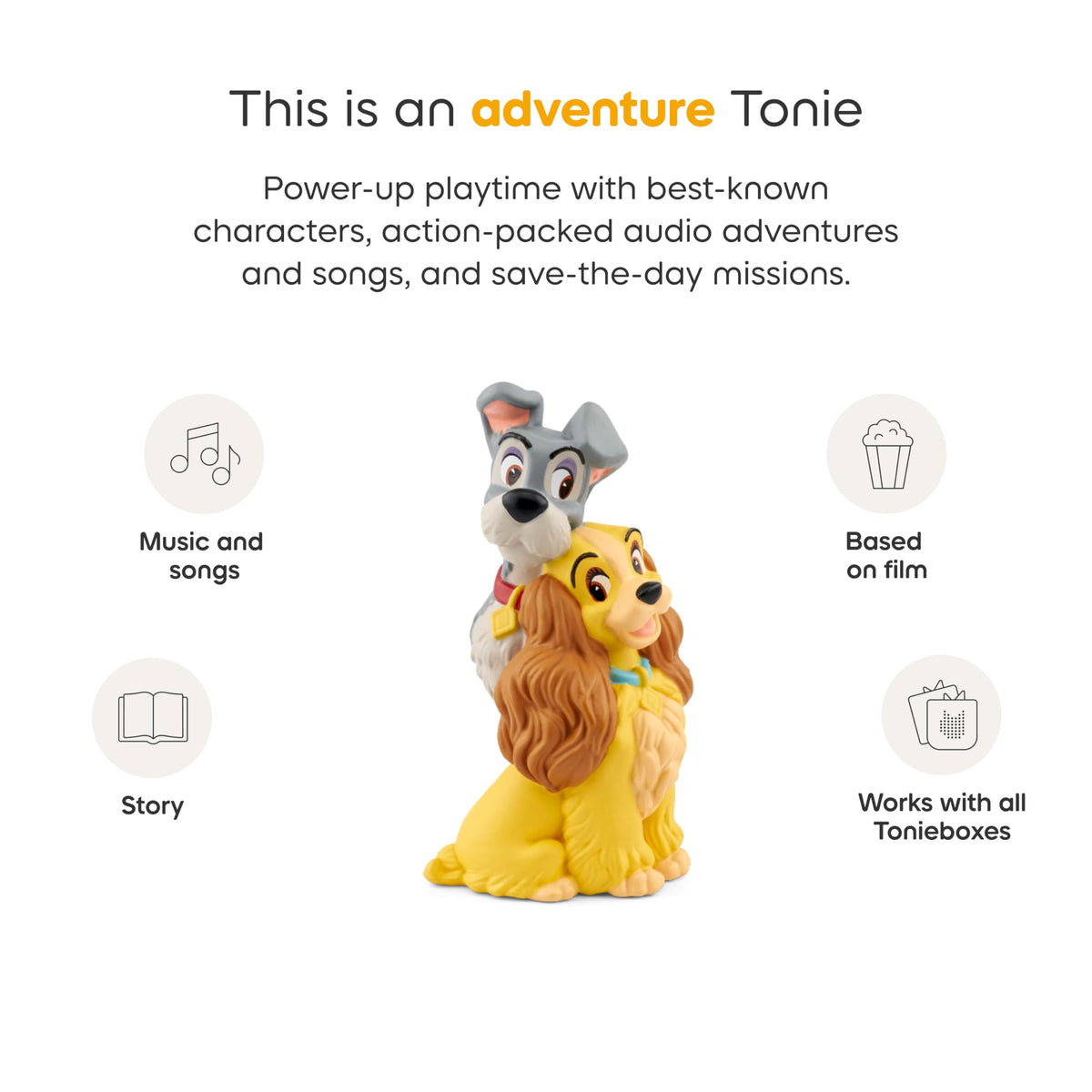 Tonies Disney classics packaging highlighting songs and story