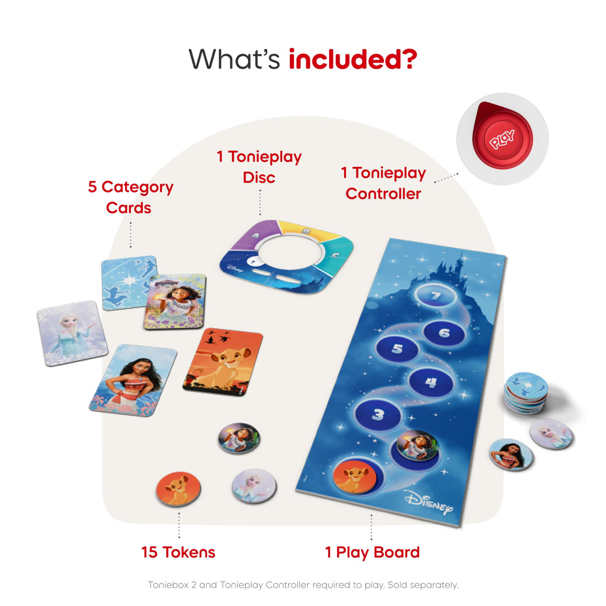 Tonies Disney Quiz Kingdom game tokens to track progress