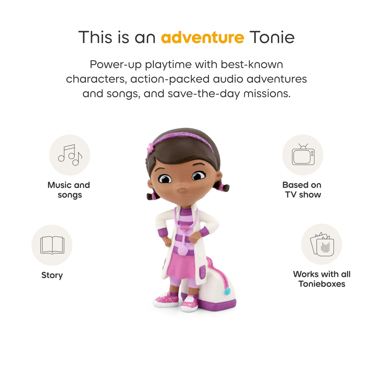 Tonies Doc McStuffins song list art highlights the 17 songs.