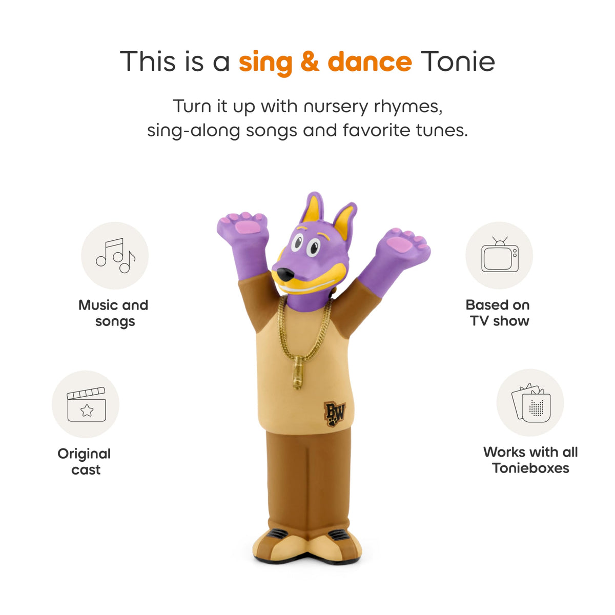 Doggyland cast artwork featuring Bow Wizzle with positive messages