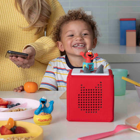 Tonies Elmo child-friendly design suitable for ages three and up.
