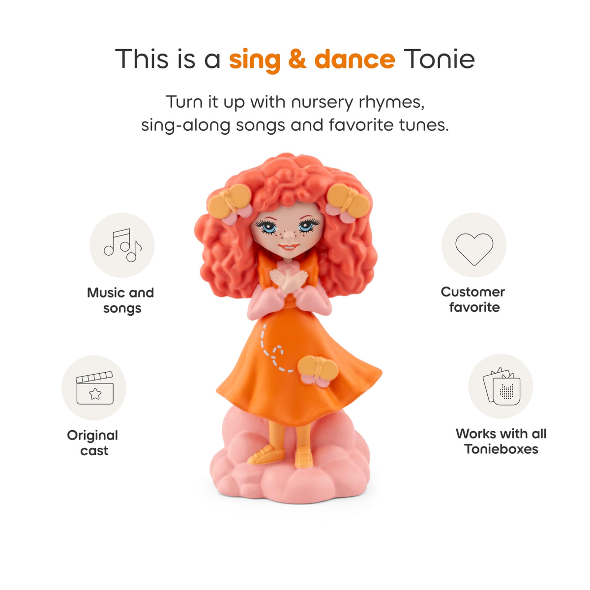 Tonies Emma Memma song list graphic emphasizing 38 stories.