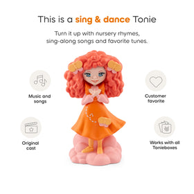 Tonies Emma Memma song list graphic emphasizing 38 stories.