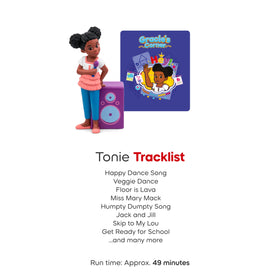 Tonies Gracie's Corner phonics and counting tracks support early literacy during routines.