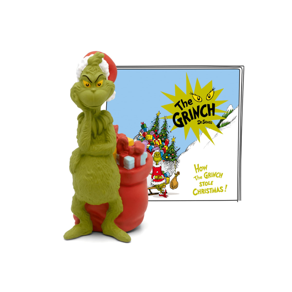 Tonies Grinch figurine closeup for imaginative listening sessions
