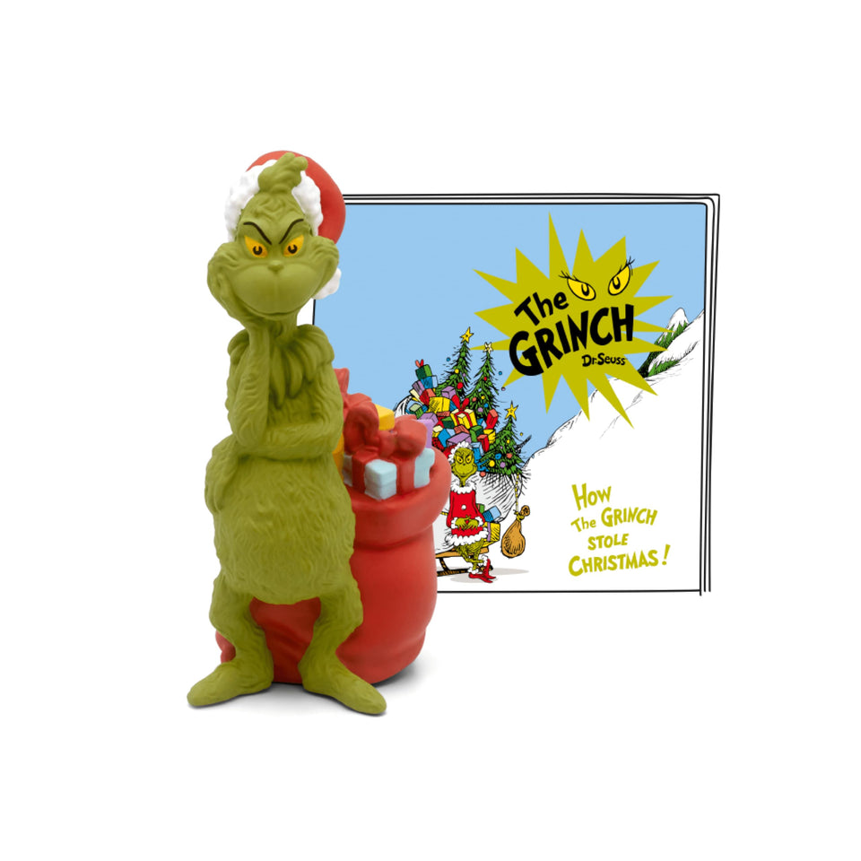 Tonies Grinch figurine closeup for imaginative listening sessions