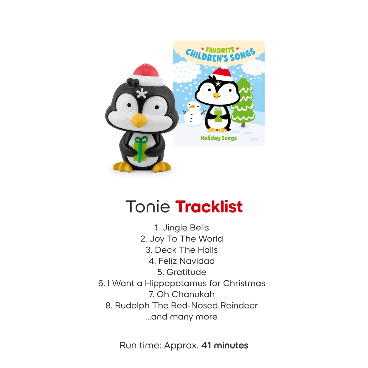 Tonies Holiday Songs Volume 1 age label 3plus indicating suitable playtime.