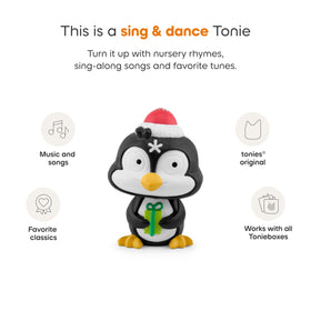 Tonies Holiday Songs Volume 1 tracklist card highlights favorite holiday songs.