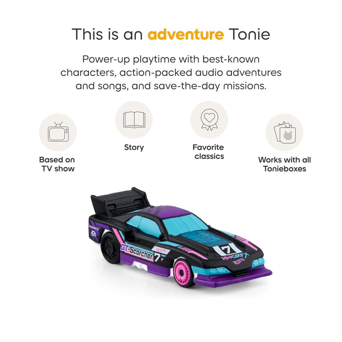 Tonies Hot Wheels Fast Food Cars scene encourages playful storytelling