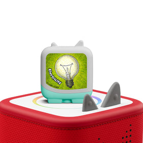 Tonies Inventions 4-Pack tonie figures on table; hands-on listening sparks learning.