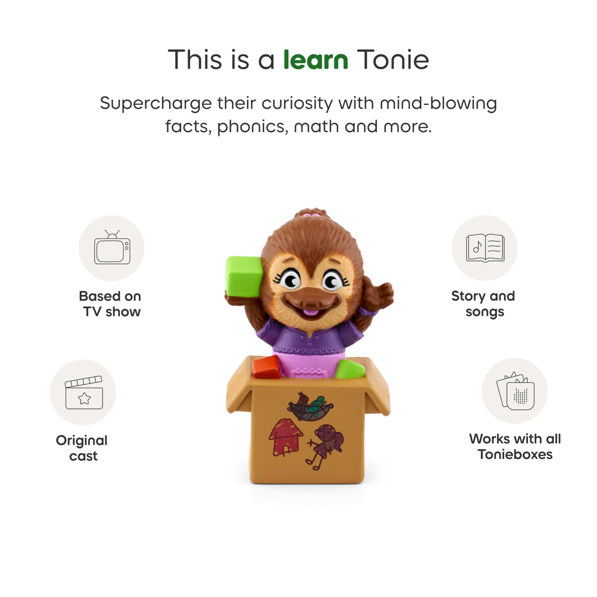 Tonies Jodi Platypus audio pack label showing songs and stories