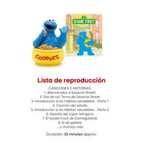 Children enjoying a listening session with Tonie and Sesame Street branding.