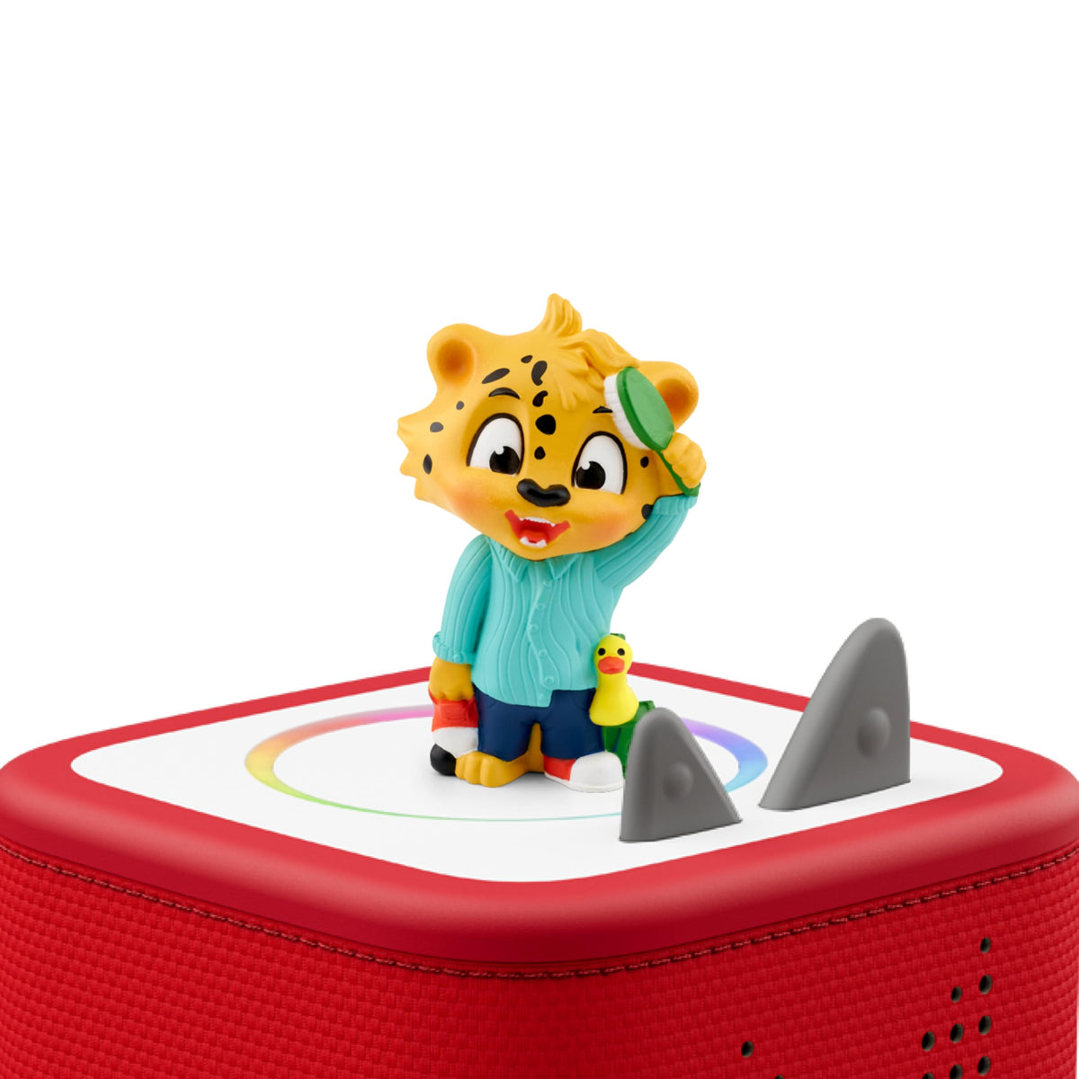 Tonies Leo's Day pack-shot highlighting 13 songs and 14 stories for daily play.