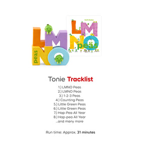 Tonies LMNO Peas Hap-Pea All Year song track for sing-alongs.