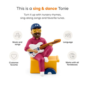 Tonies Lucky Diaz figurine on Toniebox, ready for tap-to-play storytelling.