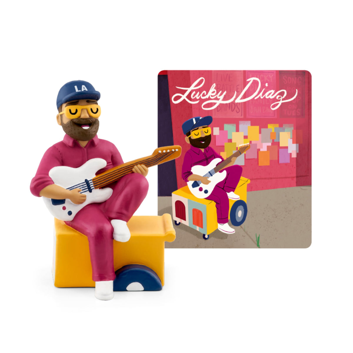 Tonies Lucky Diaz figurine, packaging shot, ideal collectible for fans of bilingual music.