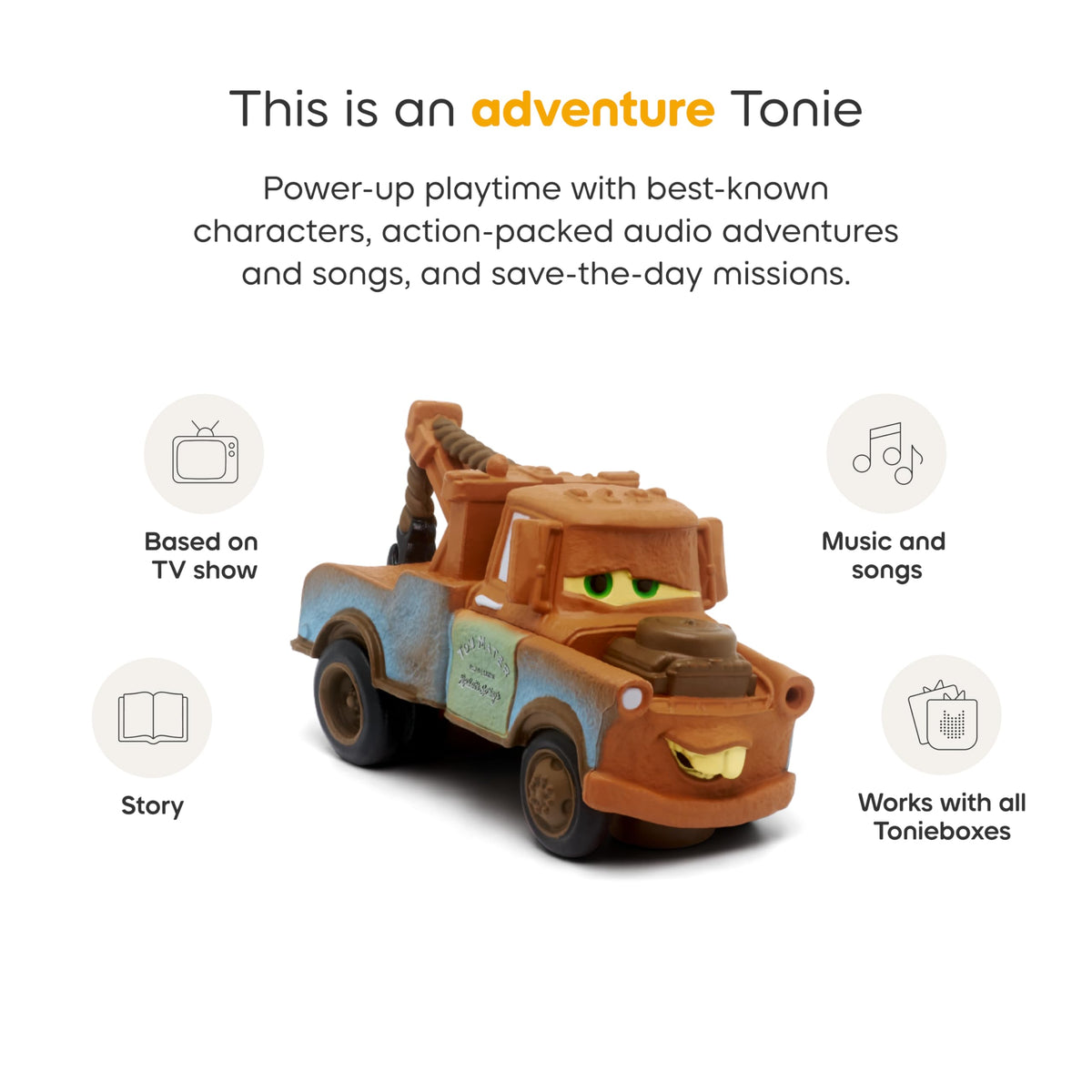 Tonies Cars 2 songs and stories pack promotes musical storytelling and engagement.