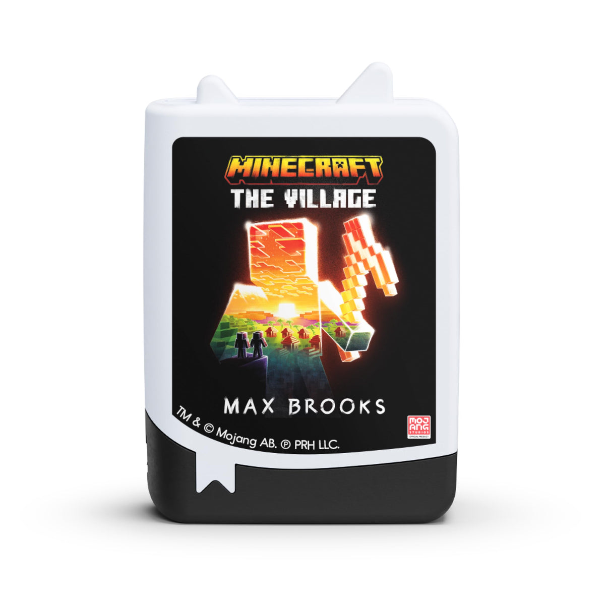 Tonies Minecraft Village illustration emphasizes bravery and discovery during a journey.