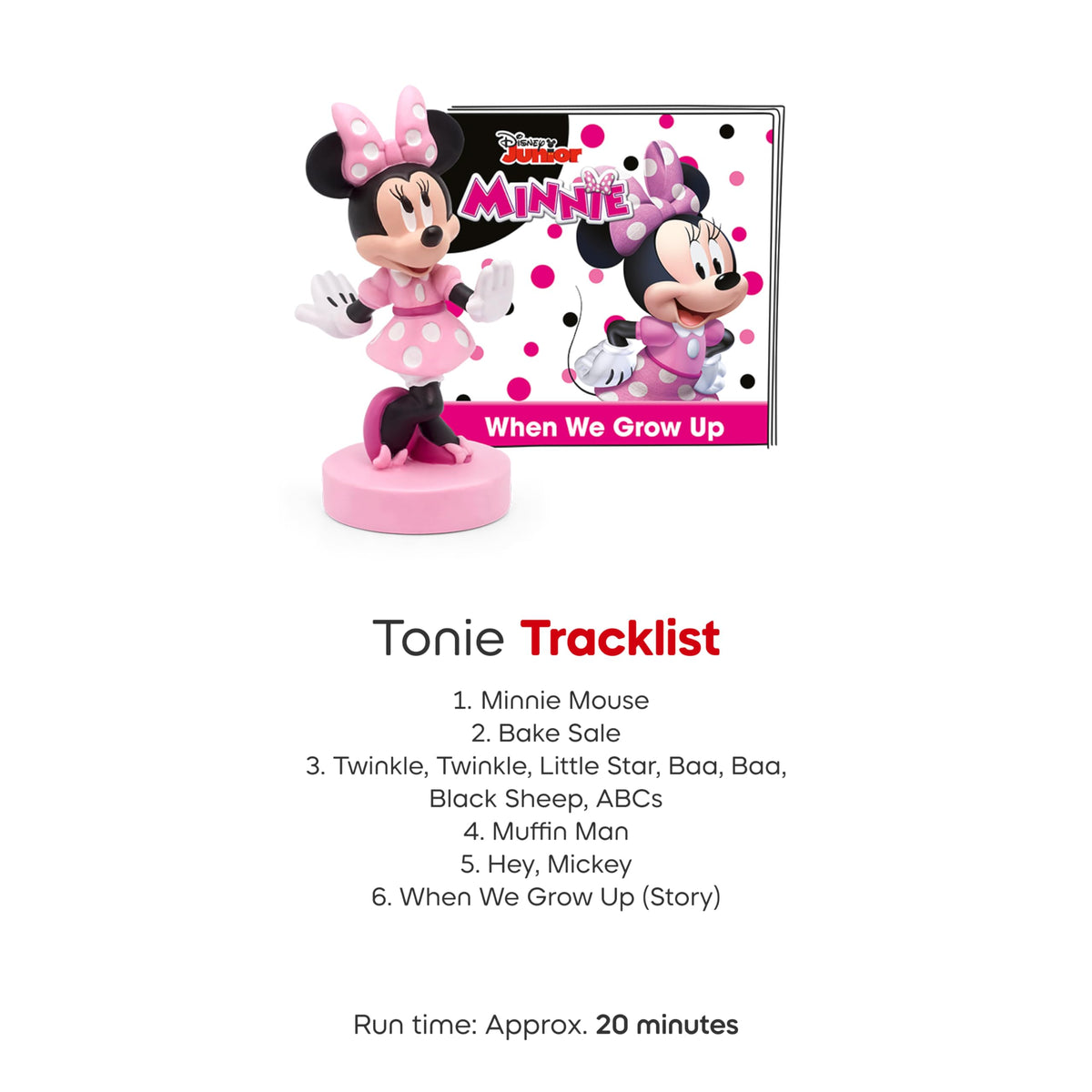 Tonies Minnie Mouse Tonie on Toniebox ready for quick listening.