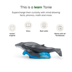 Tonies National Geographic whale figurine in action for dynamic learning moments