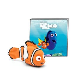 Tonies Nemo figurine beside an ocean backdrop, inviting imaginative play on Toniebox.
