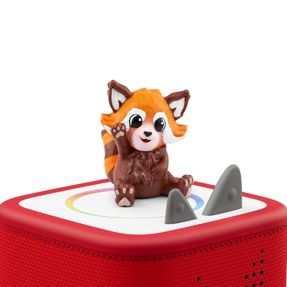Tonies Nina red panda figure beside story cards to spark imaginative play
