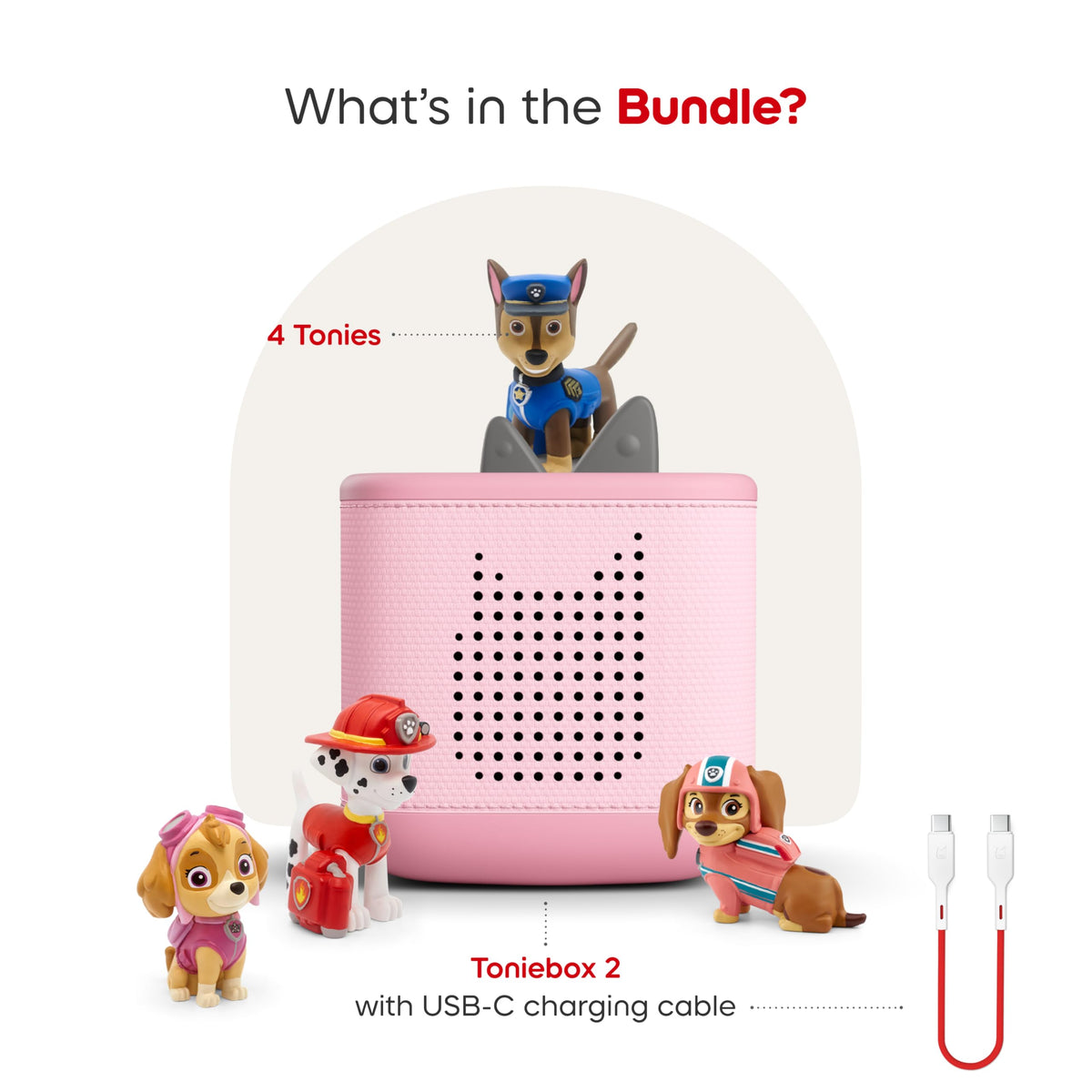 Tonies Paw Patrol Chase figurine with the Cloud Pink Toniebox 2.