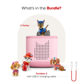 Tonies Paw Patrol Chase figurine with the Cloud Pink Toniebox 2.