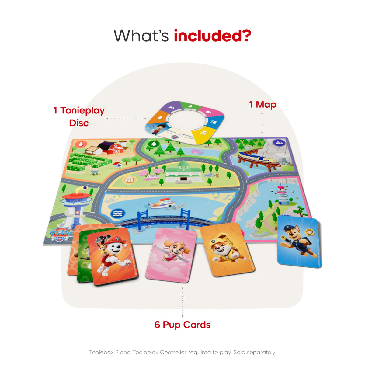 Tonies Paw Patrol Game Board used for map-based adventures.